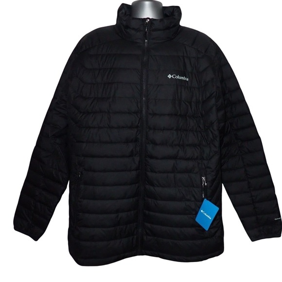 Columbia White Out II Puffer Jacket Men XLT Black Omni Heat Insulated Full Zip